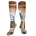 Produktbild Unisex Highly Elastic Comfortable Knee High Length Tube Socks,Mountain And Sky View From A Wooden Shuttered Window Room On Top Of The Hills Nature Look,Compression Socks Boost Stamina,QueenFull