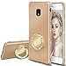 Produktbild Homikon Silikon Hülle Ultra Dünn Schutzhülle mit Ring 360 Grad Ständer Glänzend Diamant Glitzer TPU Weiche Handyhülle Stoßfeste Bumper Schale Tasche Kompatibel mit Samsung Galaxy J7 2017 - Gold