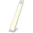 Hoteon Wireless Cabinet Light, 12 Inch Rechargeable Motion Sensor Closet Light with Stepless Dimming, Aluminum Alloy Casing, Touch Control & Magnet Under Counter Light, Warm
