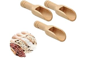 WEISHA Lot de 3 cuillères à sel en bois avec manche rond - Mini cuillère à épices en bois - Petite pelle à sel de bain - Cuillère à café - Cuillère à sel - Cuillère à lait en poudre