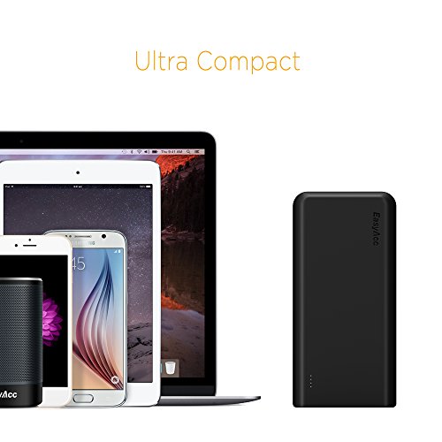 EasyAcc 20000mAh Caricabatterie Portatile 4-Port Batteria Esterna Torcia Elettrica per iPhone iPad Samsung Smartphone Tablets - Nero e Grigio