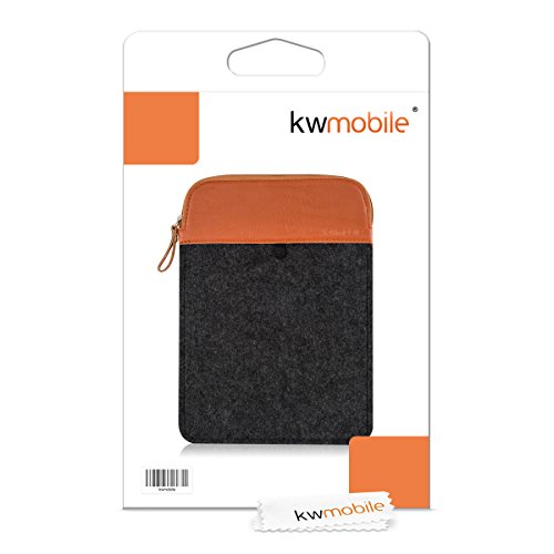 kwmobile Tablettasche Filz Sleeve für 9,7 – 10,1″ Tablet – Tablet Schutzhülle Tasche Case Hülle in Dunkelgrau Braun Innenmaße: ca. 27 x 19,5 cm - 5