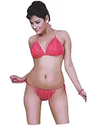 Indiatrendzs Womens Sexy Pink Night Dress & Lingerie Set - Pack Of 3