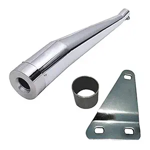 GOLSM Bike Bullet Cobra Silencer Exhaust Glasswool Chrome Bike Silencer Exhaust with Zed Clamp & Bush for Royal Enfield Bullet Desert Storm