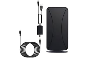 POCHY 36DBI Antena TV Interior Exterior Digital, 480km Alta Definición Antena HDTV Digital con Amplificador Smart de Señal y Cable Coaxial de 10m para Canales de TV Gratis 1080P 4K DTMB VHF UHF