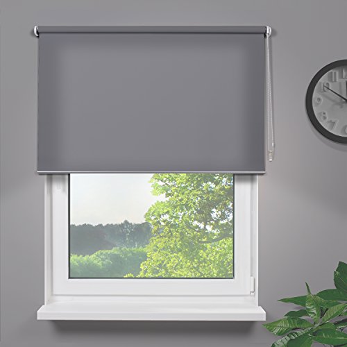Fensterdecor Fertig Sichtschutzrollo blickdicht- lichtdurchlässig / Grau 180 x 180 cm (BxH)