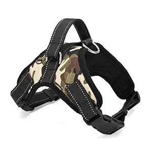 Dog & Cat Dog Harness, Easy Control Chest Body Belt for Dogs. Army Size Medium, Choke-Free Double Padded Vest with Adjustable Neck and Chest. Reflective Soft Breathable Mesh