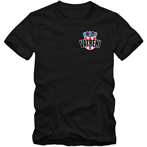 Kroatien EM 2016 #5 EM T-Shirt | Herren | HRVATSKA | Kockasti | Trikot | Nationalmannschaft, Farbe:Schwarz (Deep Black L190);Größe:XXL