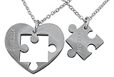 puzzle kette gold Partnerkette mit Anhängern im ausgefallenen Design dank individueller Wunschgravur eine tolle und persönliche Geschenkidee Lieferumfang: 2 Gravierte Anhänger, 2 Ketten, 2 Schmuckbeutel