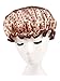 Moolecole Women's Polka Dots Waterproof Double Layer Shower Cap Elastic Band Bathing Cap Spa Shower Hat Coffee