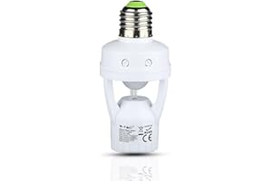 V-TAC Portalampada E27 con Sensore di Movimento per Lampadine E27 Max 60W