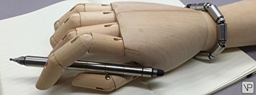 VertiPen 1st Edition - Wearable Convertible Pen &amp; Stylus - Stainless Steel &amp; Dark Wood Bracelet (6.5" wrist)