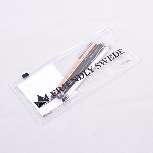 3er-Set The Friendly Swede - Touchscreen-Eingabestift Stylus mit dÃ¼nnerer Spitze 3x Ersatzspitzen 2x AnhÃ¤ngern und 1x Reinigungstuch (Gold / Silber / Schwarz)