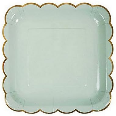 Pastel Scallop Paper Party Plates Large x 8 (Mint)