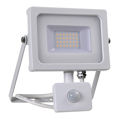 Preisvergleich Produktbild EGUTEC LED Flutlichtstrahler mit Bewegungsmelder, Weiß, 20 W, IP65 1400 lm, Warmweiß