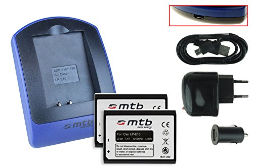 2 Batteries   Chargeur  USB Auto Secteur  pour LP-E10 LPE10   Canon EOS 1100D  1200D  1300D   Rebel T3  Rebel T5