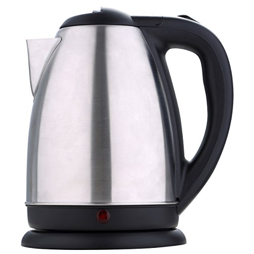 Kabelloser Edelstahl Wasserkocher 1,8 Liter mit starken 1800 Watt (Wasserkessel schnurlos, Heißwasserbereiter, herausnehmbarer Kalkfilter, kabellos, Leuchtanzeige)