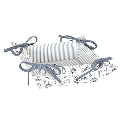 Clayre & Eef BAF47 Boat and Fish Brotkörbchen Brotkorb Wendemuster ca. 35 x 35 cm