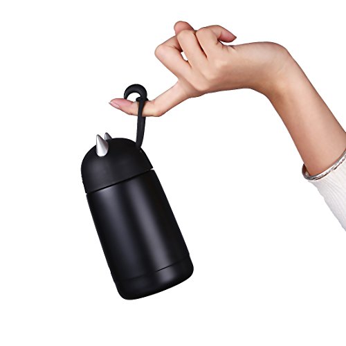 beyonda fmsb60239 Kätzchen Isolier Flasche Trinkflasche, niedlich Katze Edelstahl Kaffee Thermos Flasche Reisebecher mit Griff, im Freien heiße Milch Wasser Vakuum Cup für Kinder Baby – schwarz - 5