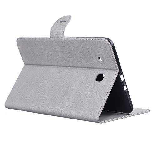 Samsung Galaxy Tab E 9.6-Inch SM-T560 Hülle, DEENOR Stilvoll 3D Drucken Feather und Vögel Serie Brieftasche Tasche PU Leder Flip Protective Stand Tasche Schutzhülle Hülle für Samsung Galaxy Tab E 9.6-Inch SM-T560 / T561 / T565.[Feather-Grey] - 5