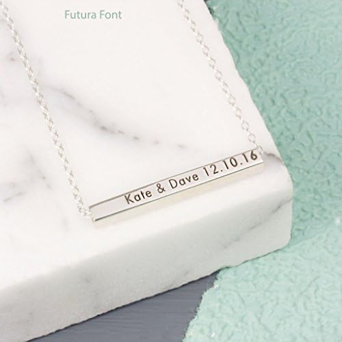 Personalised Sterling Silver Horizontal Bar Necklace (2 Sides Engraved)