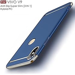 WOW Imagine 3 in 1 Case [ Anti Slip ] Super Slim [Hard] Hybrid PC All Angle Protection Lightweight Matte Hard Back Case Cover for VIVO V9 / VIVO V9 Youth (March 2018 Launch) - Metallic Blue