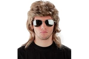 FOXXEO Ekonomiczny zestaw – peruka Vokuhila + okulary przeciwsłoneczne – blond peruka Vokuhila dla mężczyzn i okulary pilotki na karnawał – blond peruki Fokuhila Proll, peruki do kąpieli, na imprezę