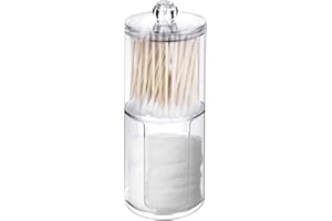 QANYE Almacenamiento de almohadillas de algodón, Transparente Organizador de algodones, Soporte para hisopo de algodón, con Tapa, para Almacenar Hisopos de Algodón, Cosméticos, Toallas de Papel (2 Pisos)