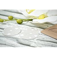 Aufnäher aus Bio-Baumwolle, Flicken, ca. 5 x 6,5 cm, Applikation, Knieflicken, Patch zum Aufbügeln, Baby, Kind, Mädchen, Jungen, creme, beige, natur, Sterne weiß