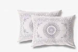 SheetKart Cotton Printed 2 Piece Pillow Cover Set - 17 x 27 Inches, Beige