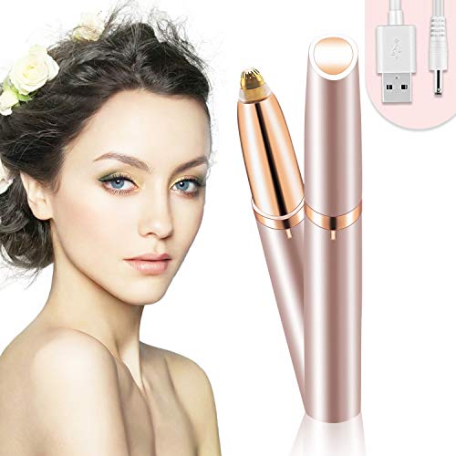 Bamoer Eléctrica Depiladora Cejas,Ceja Recortador,Eyebrows Trimmer Mujer Depiladora Facial Para,Depilacion de Cejas Carga USB (Oro rosa)
