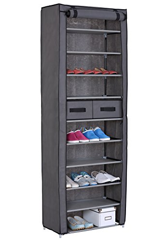 WOLTU® #172-1 Schuhschrank Faltschrank mit Stoffbezug , Stoffschrank Schuhablage Schuhregal Schuhständer , 11 Schicht , 60x29x175cm , Vier Farben (Grau)
