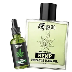 Beardo Beard & Hair Care Combo | Daily Repair Hemp Beard Oil, 30 ml & Daily Styling Hemp Hair Oil, 100 ml (Pack of 2)