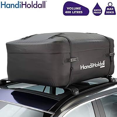 HandiWorld HandiHoldall- Sac imperméable XL 400 l pour Barres de Toit ou galerie de Voiture, Base Pliante, Noir