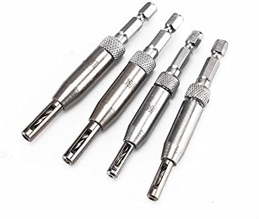 Iware 4Pcs Self Centering Hinge Drill Bits Door Cabinet Pilot Holes HSS Hex Recess Set