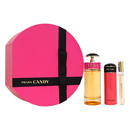 Prada Candy Giftset EDP Spray 80ml + EDP Roll-On 10ml + Body Lotion 75ml