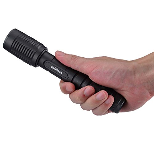 Canwelum Ultra-helle Zoom CREE LED-Taschenlampe, Aufladbare Taschenlampe mit 2 x Batterie und mit intelligenten Schwanz Button Switch (A Komplett-Set mit Akku und Ladegerät) - 5