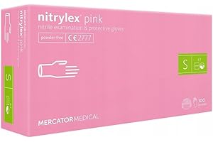 Haus-Held Rękawice nitrylowe Nitrylex - różowe - S - 100 sztuk (50 par), bez pudru i lateksu, jednorazowe rękawiczki ochronne, wytrzymałe, rękawice robocze, teksturowane końcówki palców