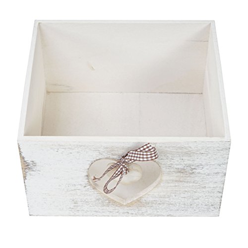 Kommode Forli, Schubladenkommode Schrank, 4 Schubladen mit Herzen 70x29x25cm, Shabby-Look, Vintage - 4