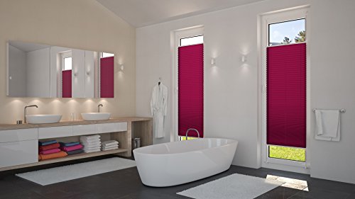 DecoProfi PLISSEE bordeaux, verspannt, Breite 60cm x 130cm (max. Gesamthöhe Fensterflügel), mit Klemmträger / Klemmfix / ohne Bohren - 8