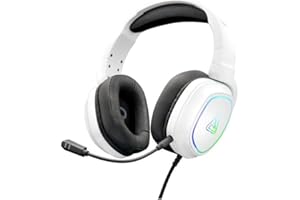 The G-Lab - Casque Gaming, Korp Radium Casque Gamer avec Micro Detachable, pour Jouer avec LED Lumière, Filaire Gaming, Son Stéréo Bass 3.5mm Jack Compatible avec PS4/PS5/Xbox/Switch/PC (Blanc)