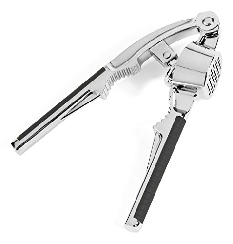 Meideli Edelstahl Knoblauchpresse Knoblauch Presse mit Nussknacker Nussöffner Funktion Mehrzweck Küchengerät (schwarz)