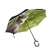 Produktbild ISAOA Große umgekehrten Regenschirm windfest Double Layer, umgekehrt faltbarer Regenschirm für Auto, c-shaped Cat mit Dach, auf Stein Regenschirm für Damen und Herren
