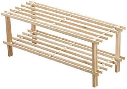 2 Tier Slatted Shoe Rack Natural Cedar Wood [2402099]