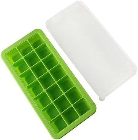 vitasemcepli Mould Ice Cube Tray With Lid Silicone Tray for Store Food of the Children and Pappa, Child Soft Silicone Mould for Ice, A Capacity Of 3.3 x 3.3 x 3.3 cm (Green)