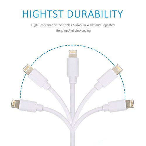 iPhone Charger Lightning Cable [4 Pack], EReach 11â€™â€™ Short Lightning to USB Sync and Charging Cable/Cord for iPhone 7 plus/7/6s plus/6s/6 plus/6/5s/5c/5, iPad Mini, iPad Air, iPod/iPod Touch (White)