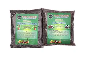 Aaru Garden Organic Vermicompost & Cocopeat Fertilizer Manure for Plants, 100% Organic, Cow Dung, Fertilizer for Plants, Coco & vermicompost Combo for Plants 1.5 KG.