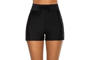 TTPSRY Shorts de Natación Mujer Bikini Short Pantalones Cortos para Mujer Acuáticos Bañador de Pantalon Cortos con cordón Ajustables