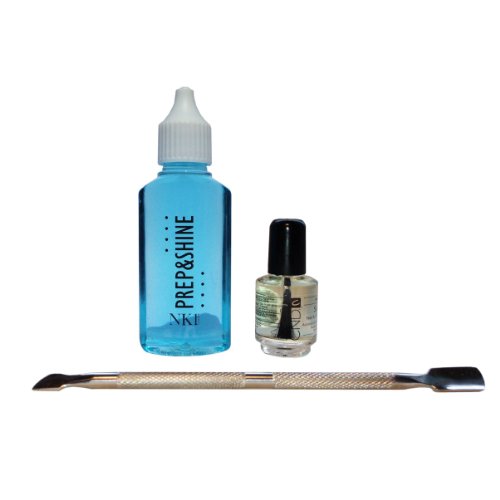 NYK1 Prep&Shine Sticky Residue Remover Super Concentrate with CND Solar Oil & Metal Cuticle Pusher Kit. 30ml UV Gel Nail Sanitising Cleanser & Sticky Residue Remover for Nailac, Shellac, UV/LED Gel, Acrylic Nails & All Nail Treatments FREE P&P