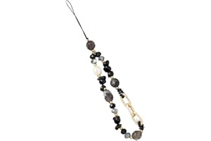 SCJJZ biżuteria do telefonu, sznurek do telefonu komórkowego, łańcuch do telefonu komórkowego, 1 szt. czarna perłowa bransoletka na telefon bransoletka na rękę Anti-lost smycz do telefonu